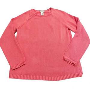 LL Bean pink long sleeve sweater 100% cotton size large